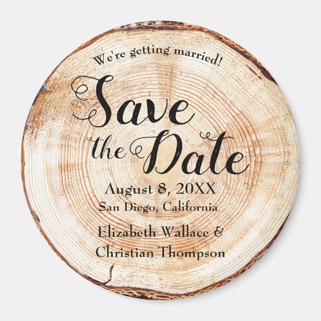 Unik Anpassningsbar för Landsbyggsbröllopet Träkli Magnet (Framsidan)