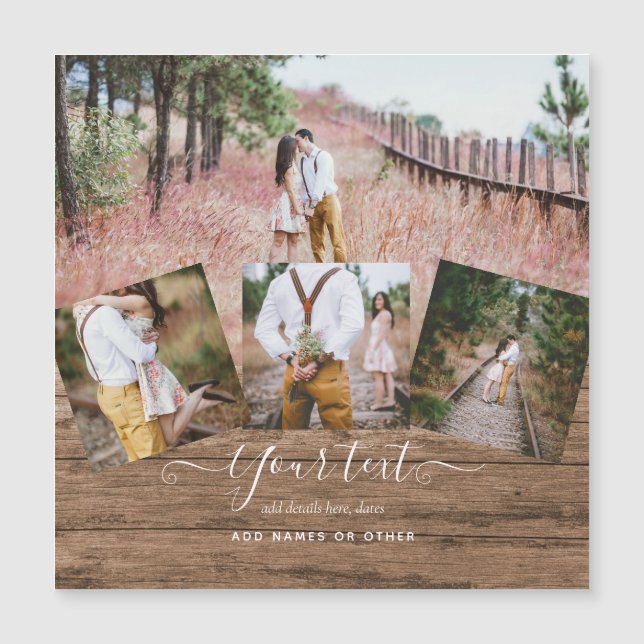 Unik Anpassningsbar för Rustik FOTO COLLAGE-gåva (Framsida)