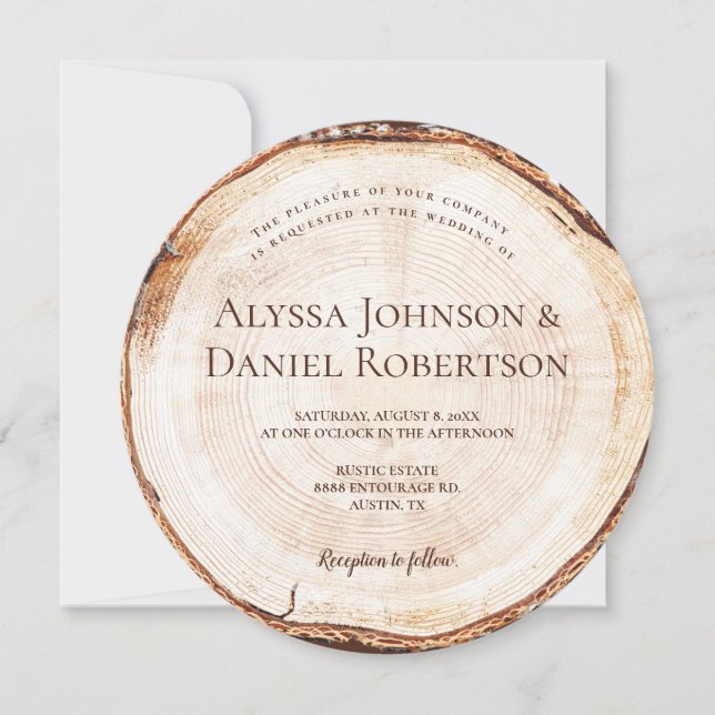 Unik Anpassningsbar för träsnitt i Rustic Bröllop Inbjudningar (Framsida)