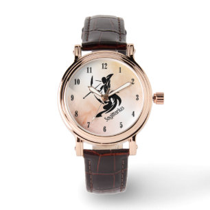 Unik Ansikte Sagittarius Zodiac med svarta nummer Armbandsur