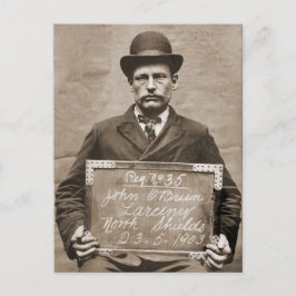 Unik antique Thief Criminal Mugg Shot Vykort