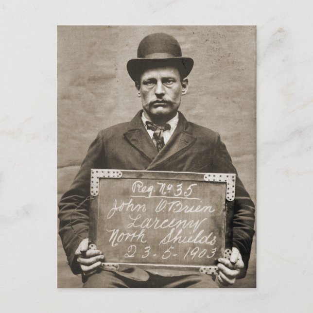 Unik antique Thief Criminal Mugg Shot Vykort (Framsida)