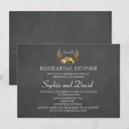 Unik Antlers Blommigt Bröllop REHEARSAL DINNER Inbjudningar