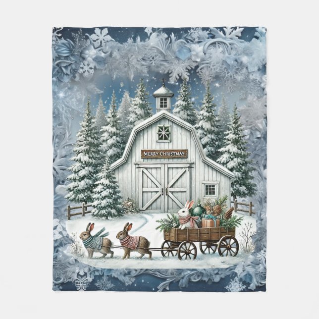 Unik årgång i julvärlden Pappra Tallrikar Fleecefilt (Framsidan)