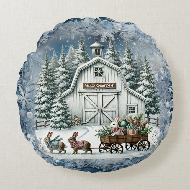 Unik årgång i julvärlden Pappra Tallrikar Rund Kudde (Framsidan)