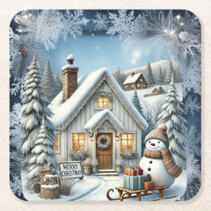 Unik årgång i julvärlden Pappra Tallrikar Underlägg Papper Kvadrat