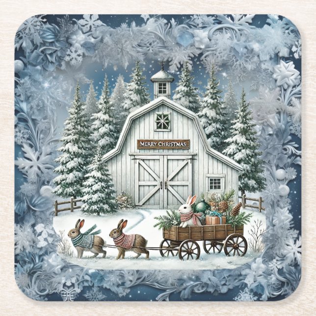Unik årgång i julvärlden Pappra Tallrikar Underlägg Papper Kvadrat (Framsidan)