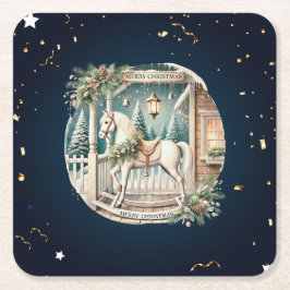 Unik årgång i julvärlden underlägg papper kvadrat