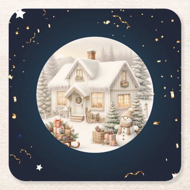 Unik årgång i julvärlden underlägg papper kvadrat (Framsidan)