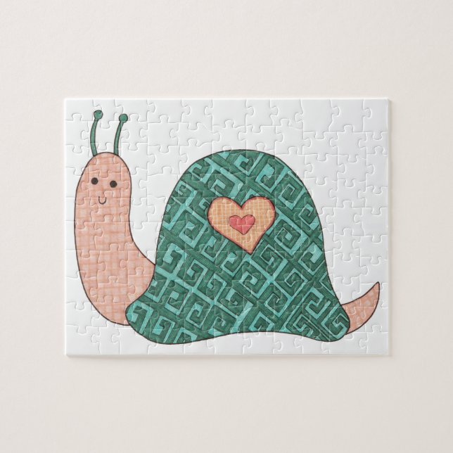 Unik Art Puzzle - Rosa Snigel - Erin Brie Art Pussel (Horisontell)