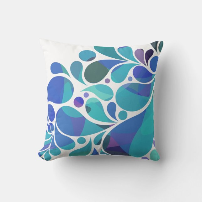 Unik Artsy Aqua Blue, Lila Watercolor Mönster Kudde (Framsida)