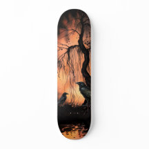 Unik artsy Gothic Raven Skate Deck