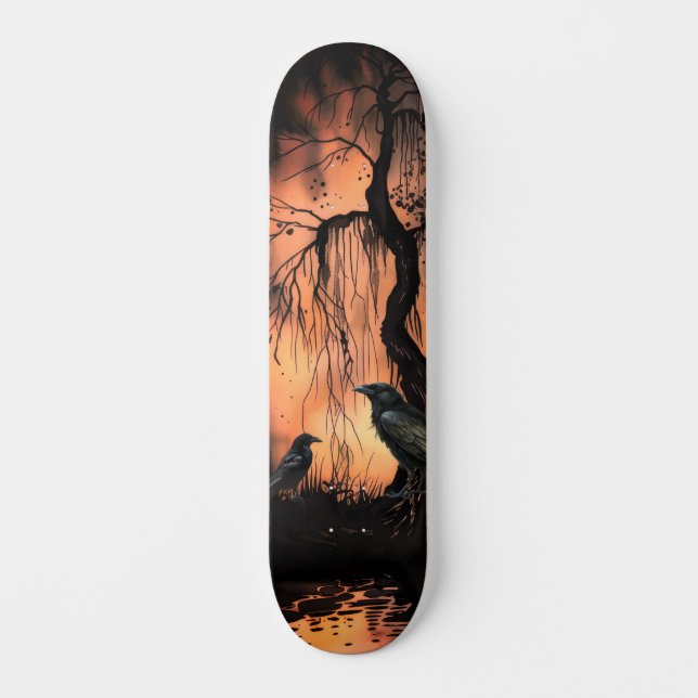Unik artsy Gothic Raven Skate Deck (Framsida)