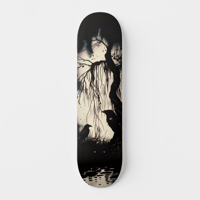 Unik artsy Gothic Raven Skate Deck (Framsida)