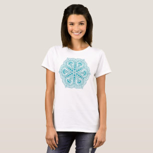 Unik, Artsy, Teal Blue Mandala T-shirt