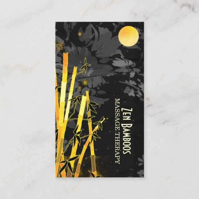 Unik asiatisk massagebehandling med bamboos visitkort (Framsida)