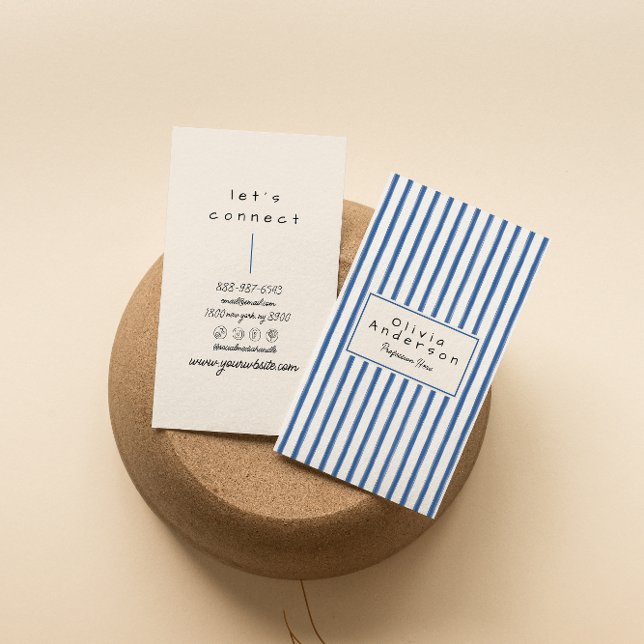 Unik återro Navy Blue Hand plockade Rand Boho Visitkort (Skapare uppladdad)