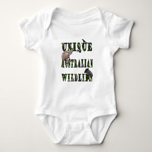 Unik Australian Wildlife Bild Logotyp, Baby Body T Shirt (Framsida)