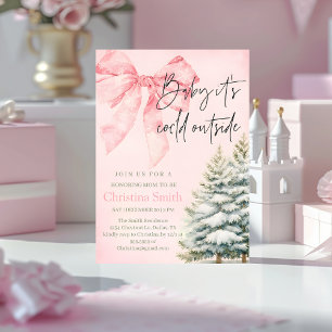 Unik båge flicka baby shower på vintern inbjudningar