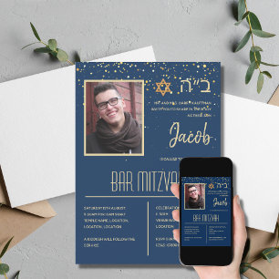 Unik bakgrund för Photo Pub Mitzvah Anpassningsbar Inbjudningar