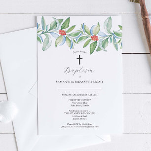 Unik baptism bjuder in julgranen Grey Inbjudningar