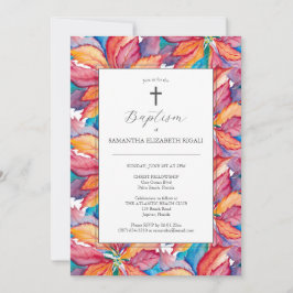 Unik baptism-inbjudan färgstark poinsettia inbjudningar