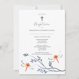 Unik baptisminbjudan Red Dragonfly Inbjudningar