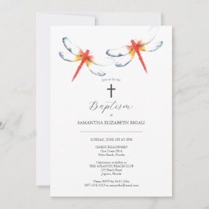Unik baptisminbjudan Red Dragonfly Inbjudningar