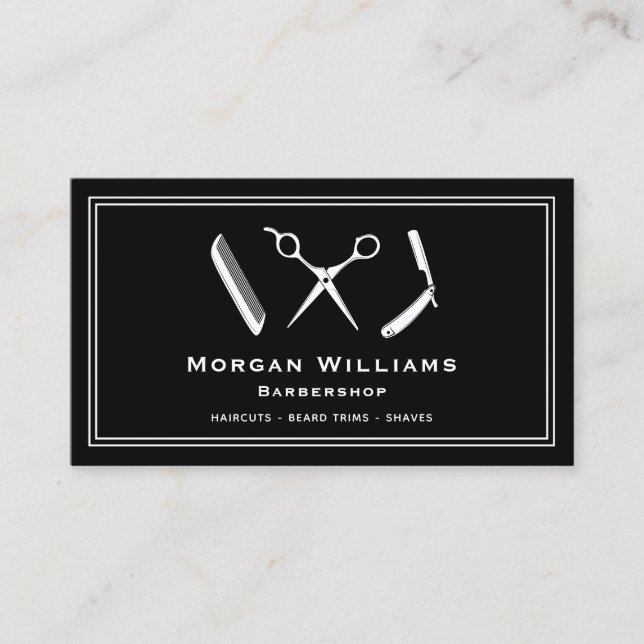 Unik barbershop Barber Haircut Beard Trim Shave Visitkort (Framsida)