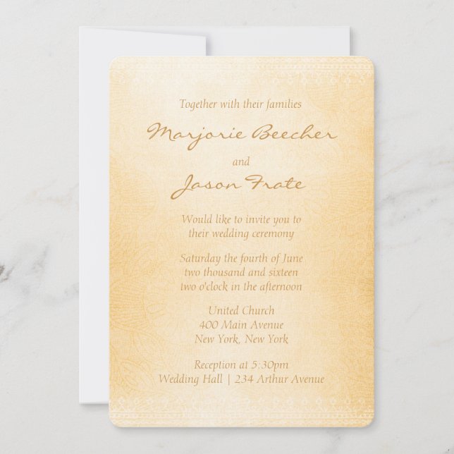 Unik Batik Blommigt-bröllopsinbjudan Brown Inbjudningar (Framsida)