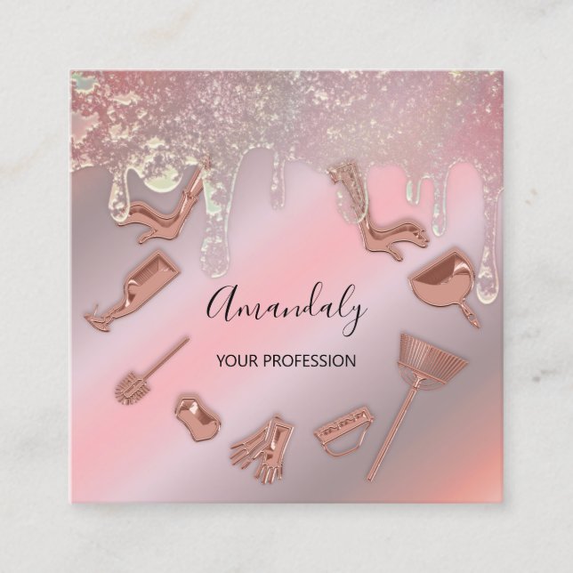 Unik behörighet för Maid House Städning Services L Fyrkantigt Visitkort (Framsida)