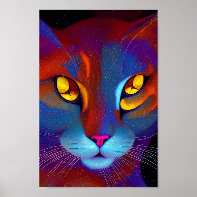 Unik Big Cat Ansikte Teckning Poster (Framsidan)