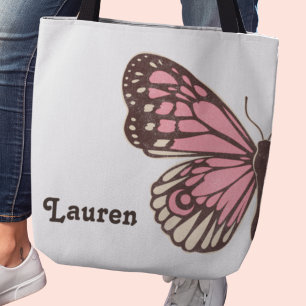 Unik Big Rosa Butterfly Tote Bag, Crossbody Bag Tygkasse
