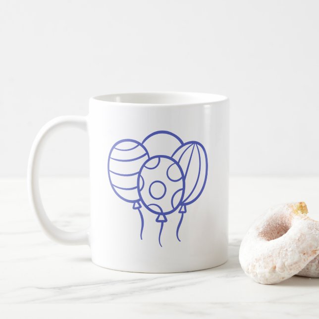 Unik blå ballong kaffemugg (Med munk)