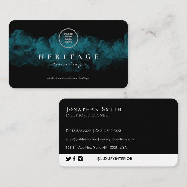 Unik blå grumlighet och svart Lägg till din Logoty Visitkort (Fram/baksida)