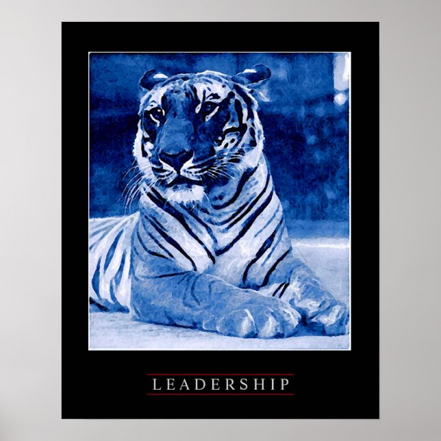 Unik, blå, motiverad ledarskapstiger Poster (Framsidan)