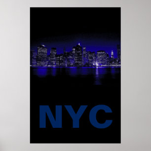 Unik blå New York City Poster