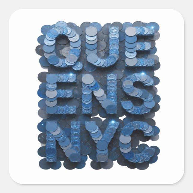 Unik blå QUEENS NYC fyrkantig dekal Fyrkantigt Klistermärke (Framsida)