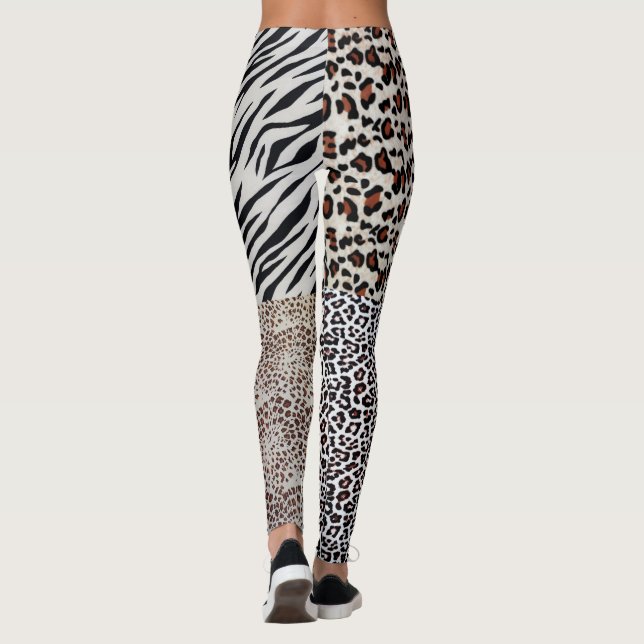 Unik blandning av leopard Zebra-djur Skriv ut kvin Leggings (Baksida)