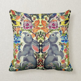 Unik Blommigt för kaninfåglar  Jacobean Exotic Bun Kudde