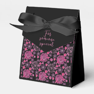 Unik blommigt i rosa/svart presentaskar