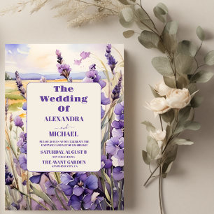 Unik blommigt lavender bröllop inbjudningar