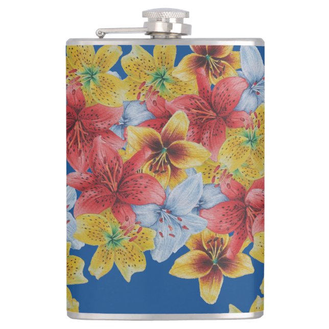 unik blommigt med stora och feta färgämnen fickplunta (Framsidan)