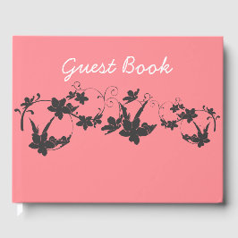 Unik Blommigt Rosa Guest Bok