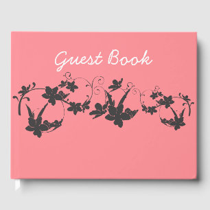 Unik Blommigt Rosa Guest Bok