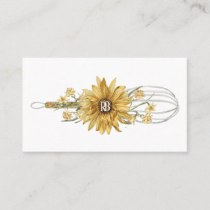 Unik blomsterlig trävisp solrosbageri visitkort