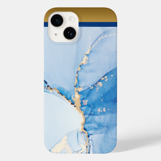 Unik Blue Guld Marble Mönster iPhone/Android (Baksida)