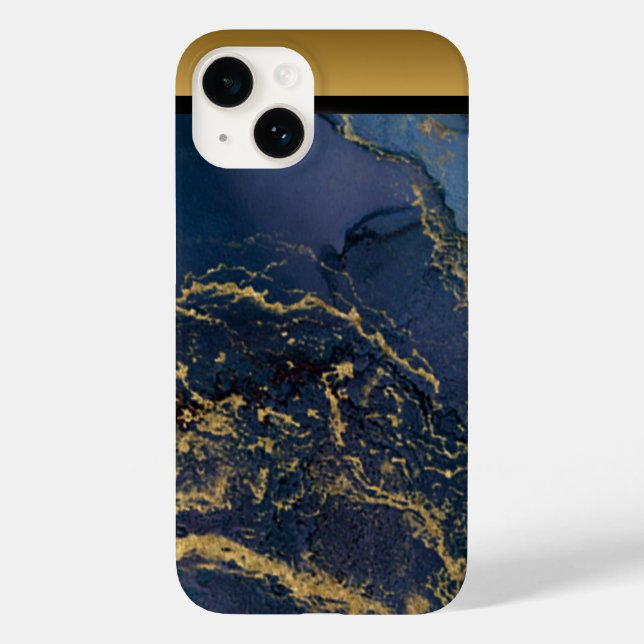 Unik Blue Guld Marble Mönster iPhone/Android (Baksida)