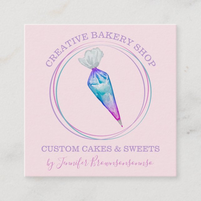 Unik bof för bakverk fyrkantigt visitkort (Framsida)