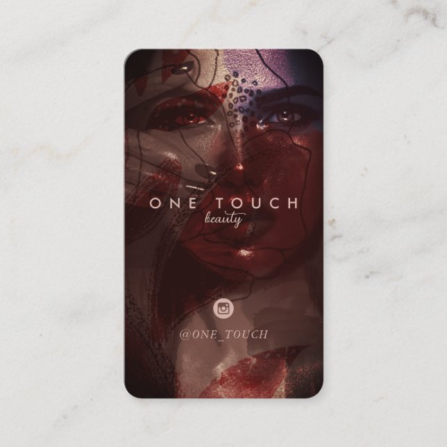 Unik bohemisk kvinna, skönhetsskript i porträtt visitkort (Framsida)